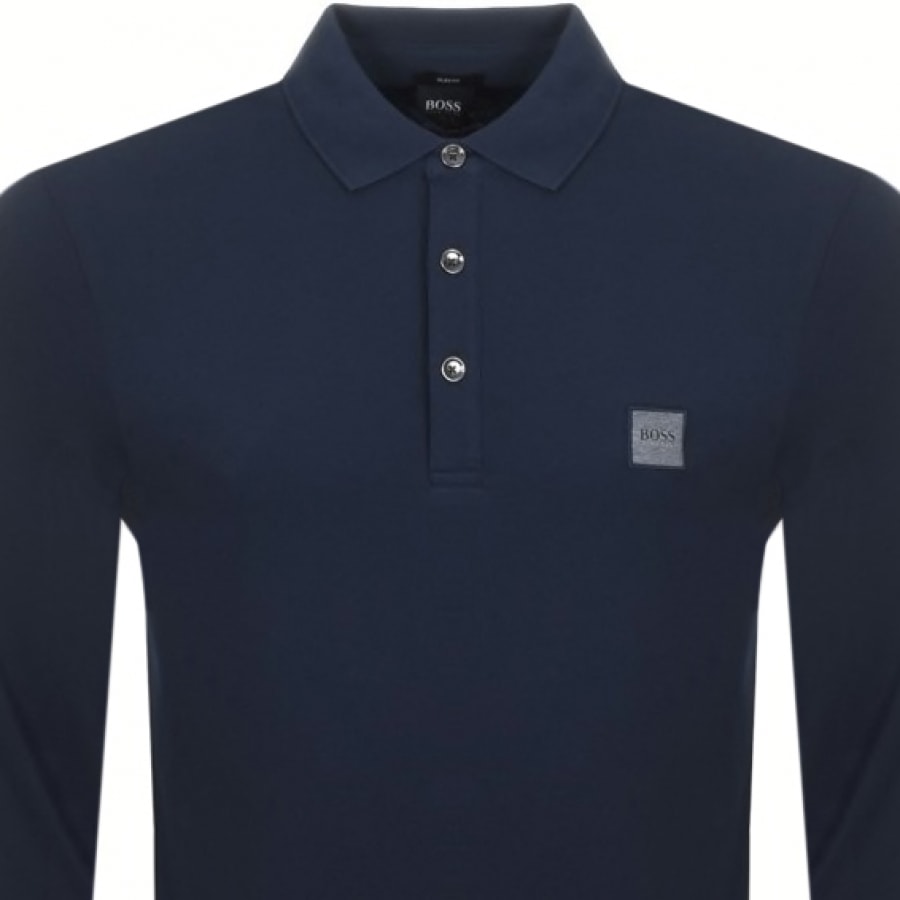 Alternative Image for ProductBOSS Passerby Long Sleeve Polo T Shirt Navy2